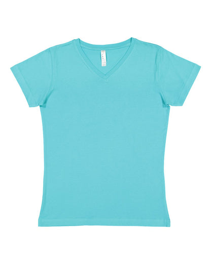 LAT Women's Fine Jersey V-Neck Tee 3507 #color_Caribbean