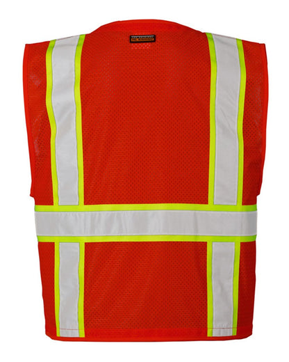 Kishigo Unisex EV Series® Enhanced Visibility Multi-Pocket Mesh Vest B100-111 #color_Red/Lime - B103