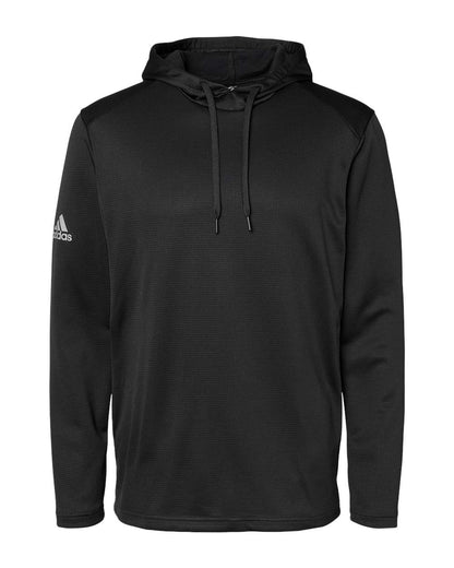Adidas Men's Textured Mixed Media Midweight Hooded Sweatshirt A530 #color_Black