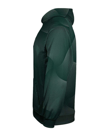 Badger Youth Warp Hooded Long Sleeve T-Shirt 2413 #color_Forest