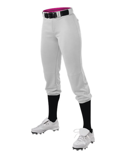 Alleson Athletic Girls' Belted Speed Premium Fastpitch Pants 615PSG #color_White