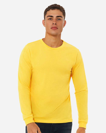 BELLA + CANVAS Heather CVC Long Sleeve Tee 3501CVC #colormdl_Heather Yellow Gold