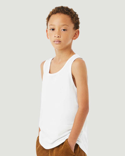 BELLA + CANVAS Youth Heather CVC Tank 3480YCVC #colormdl_Solid White Blend