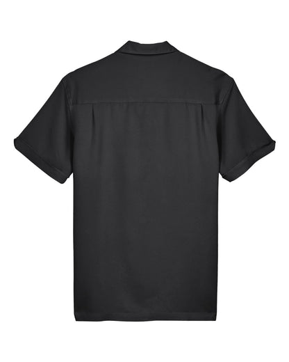 Harriton Men's Two-Tone Camp Shirt M575 #color_Black/ Cream