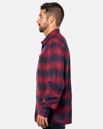 Burnside Yarn-Dyed Long Sleeve Flannel Shirt 8210 #color_Crimson/ Navy