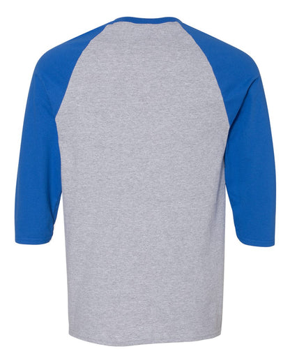 Gildan Heavy Cotton™ Raglan Three-Quarter Sleeve T-Shirt 5700 #color_Sport Grey/ Royal