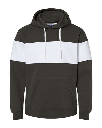 J. America Men's Varsity Fleece Colorblocked Hooded Sweatshirt 8644 #color_Black