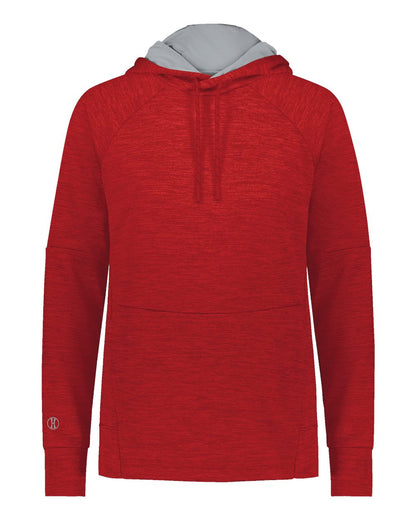 Holloway Women's All-Pro Performance Fleece Hooded Sweatshirt 223780 #color_Scarlet Heather/ Silver
