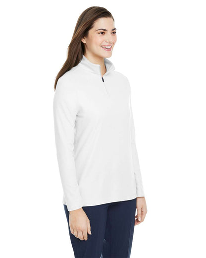 CORE365 Women's Fusion ChromaSoft™ Pique Quarter-Zip Pullover CE405W #colormdl_White