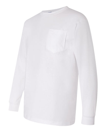 Bayside Union-Made Long Sleeve Pocket T-Shirt 3055 #color_White