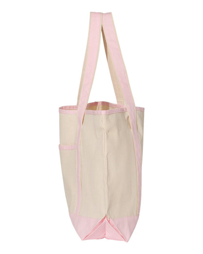 Q-Tees 34.6L Large Canvas Deluxe Tote Q1500 #color_Natural/ Light Pink