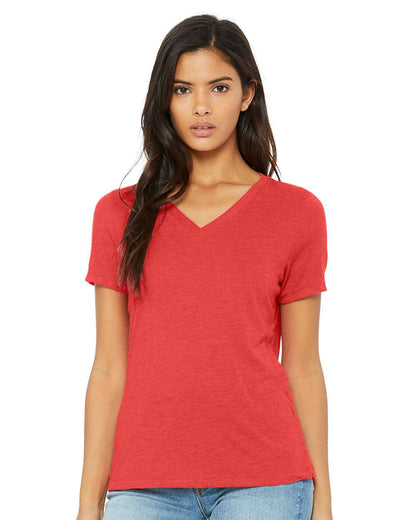 BELLA + CANVAS Women's Relaxed Triblend Short Sleeve V-Neck Tee 6415 #colormdl_Red Triblend