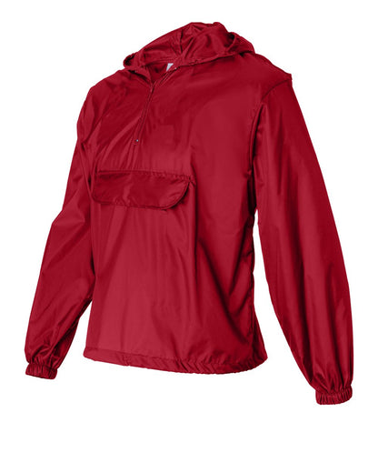 Augusta Sportswear Packable Half-Zip Hooded Pullover Jacket 3130 #color_Red