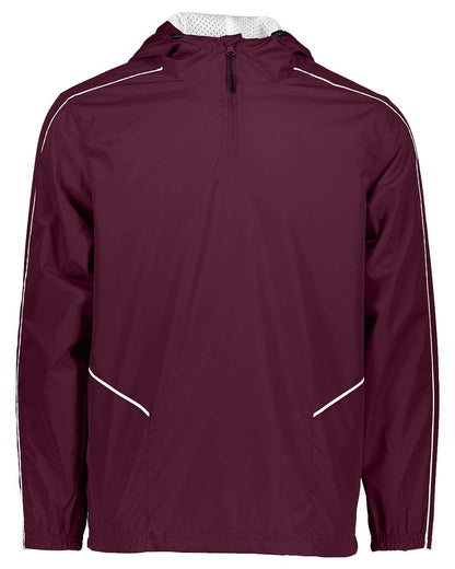 Holloway Men's Wizard Quarter-Zip Hooded Pullover 229016 #color_Maroon/ White