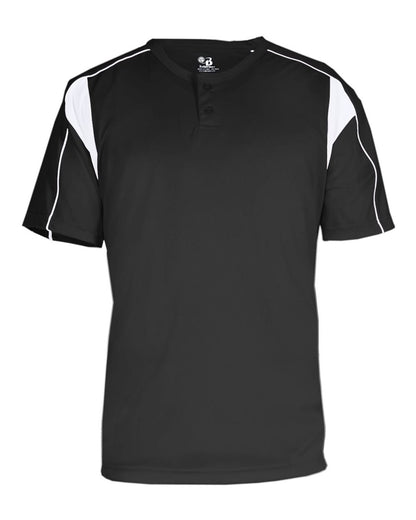 Alleson Athletic Men's B-Core Pro Placket Jersey 7937 #color_Black/ White