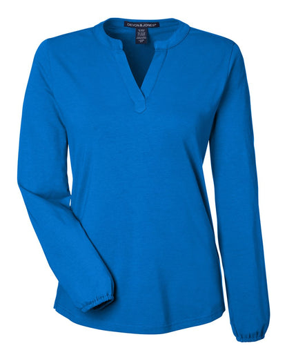 Devon & Jones Women's Raleigh Half-Placket Knit Top DP122W #color_French Blue