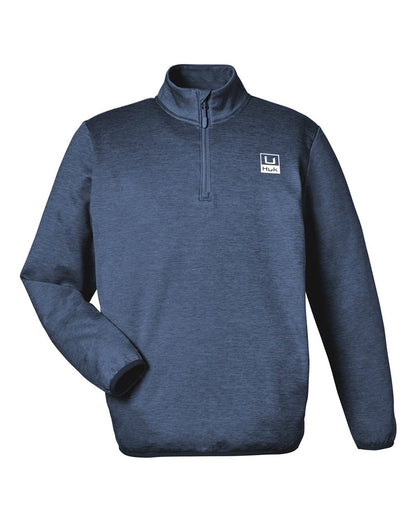 HUK Men's Coldfront+ Quarter-Zip Pullover H130098 #color_Naval Academy Heather