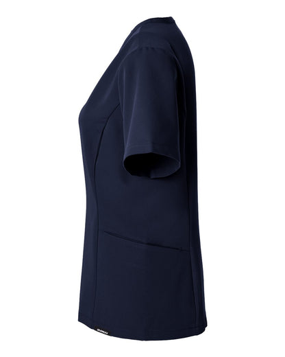 Jaanuu Women's Calix Fit & Flare Scrub V-Neck Top W10003 #color_Midnight Navy