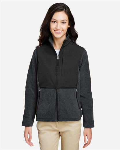 CORE365 Women's Journey Summit Hybrid Full-Zip CE890W #colormdl_Heather Charcoal/ Black