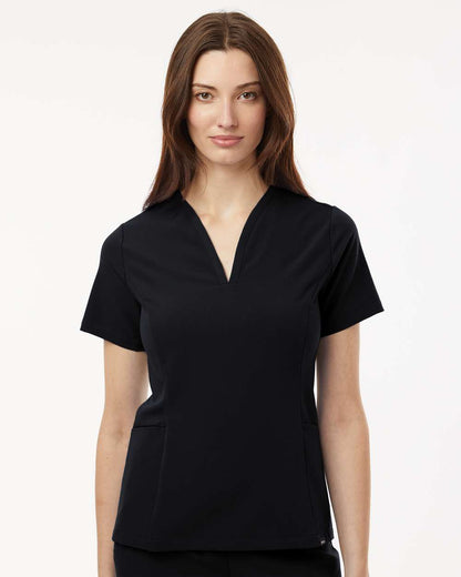 Jaanuu Women's Calix Fit & Flare Scrub V-Neck Top W10003 #colormdl_Black
