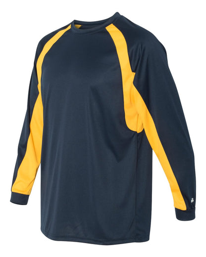 Badger B-Core Hook Long Sleeve T-Shirt 4154 #color_Navy/ Gold