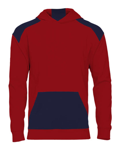 Badger Youth Breakout Performance Fleece Hooded Sweatshirt 2440 #color_Red/ Navy