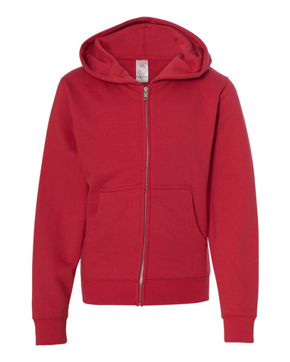 Independent Trading Co. Youth Midweight Full-Zip Hooded Sweatshirt SS4001YZ #color_Red