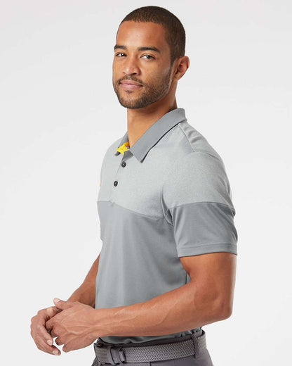 Adidas Heathered 3-Stripes Colorblocked Polo A213 #colormdl_Vista Grey/ EQT Yellow