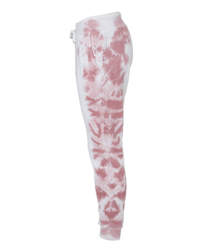 J. America Unisex Tie-Dyed Fleece Joggers 8884 #color_Dusty Rose Tie Dye