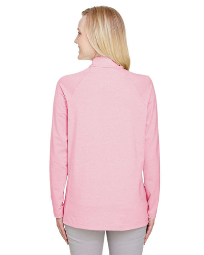 Devon & Jones Women's CrownLux Performance® Clubhouse Micro-Stripe Quarter-Zip Pullover DG480W #colormdl_Red