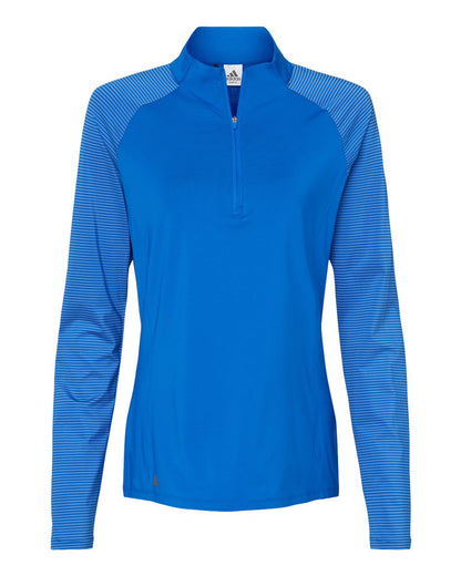 Adidas Women's Stripe Block Quarter-Zip Pullover A521 #color_Glory Blue