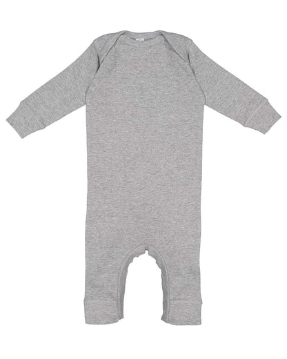 Rabbit Skins Infant Long Legged Baby Rib Bodysuit 4412 #color_Heather