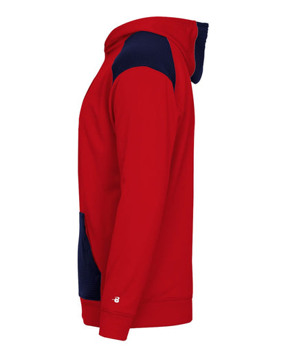 Badger Breakout Performance Fleece Hooded Sweatshirt 1440 #color_Red/ Navy