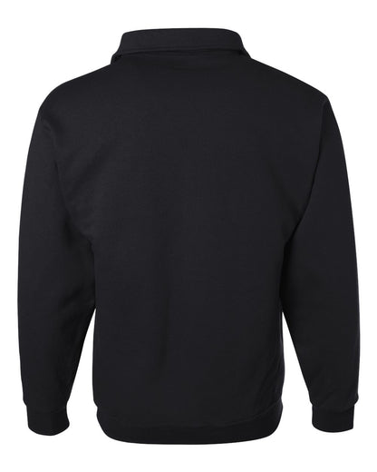 JERZEES Unisex Super Sweats NuBlend® Quarter-Zip Cadet Collar Sweatshirt 4528MR #color_Black
