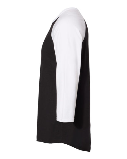 JERZEES Premium Blend Ringspun Three-Quarter Sleeve Raglan Baseball T-Shirt 560RR #color_Black Ink/ White