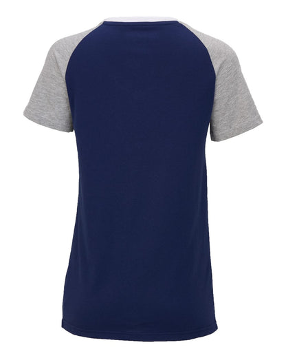 Boxercraft Women's Colorblocked V-Neck T-Shirt BW2204 #color_Navy