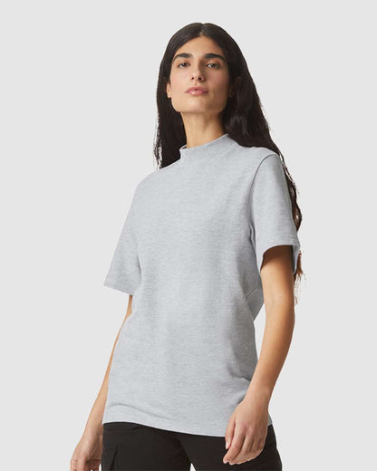 American Apparel Pique Mockneck Tee 1PQ #colormdl_Heather Grey