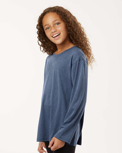 AllPro Youth Pro-Lock Performance Long Sleeve T-Shirt 48400Y #colormdl_Heather Navy