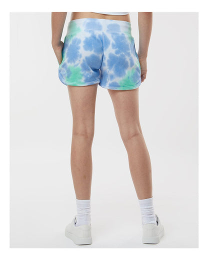 J. America Women's Fleece Shorts 8856 #colormdl_Lagoon Tie Dye