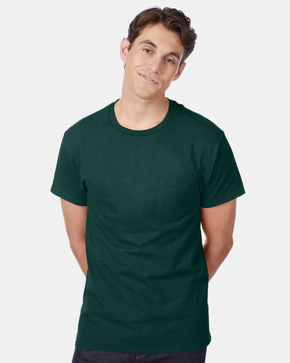 Hanes Men's Authentic Pocket T-Shirt 5590 #colormdl_Deep Forest