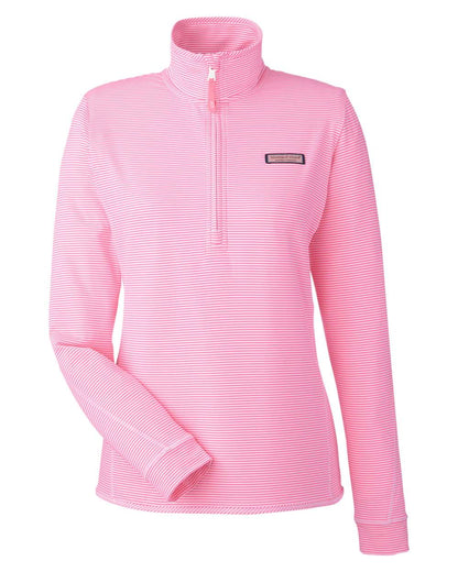 vineyard vines Women's Microstripe Sankaty Half-Zip Pullover K002521 #color_Knockout Pink