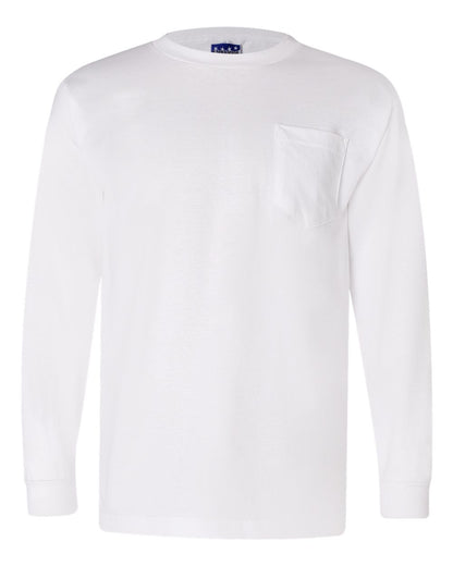 Bayside Union-Made Long Sleeve Pocket T-Shirt 3055 #color_White