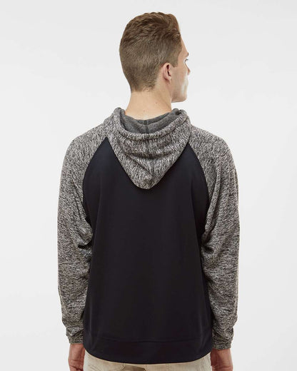 J. America Men's Colorblocked Cosmic Fleece Hooded Sweatshirt 8612 #colormdl_Black/ Charcoal Fleck