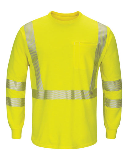 Bulwark Men's Tall Hi-Visibility Lightweight Long Sleeve T-Shirt SMK8T #color_Yellow/ Green