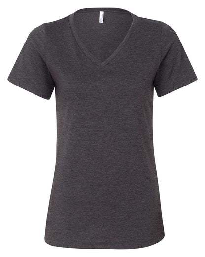 BELLA + CANVAS Women's Relaxed Heather CVC V-Neck Tee 6405CVC #color_Dark Grey Heather