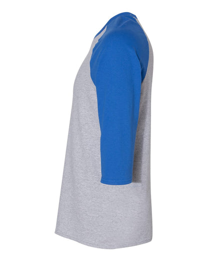 Gildan Unisex Heavy Cotton™ Raglan Three-Quarter Sleeve T-Shirt 5700 #color_Sport Grey/ Royal