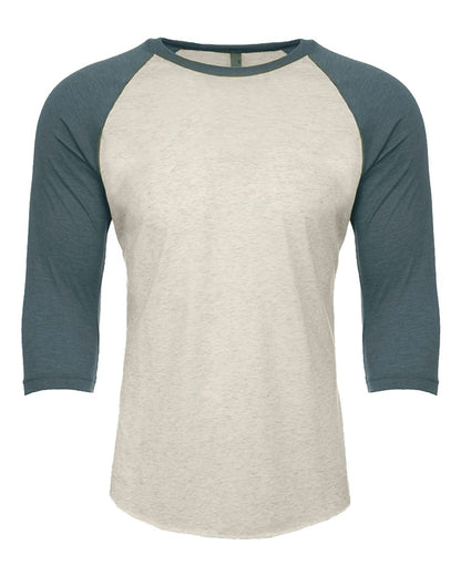 Next Level Unisex CVC Three-Quarter Sleeve Raglan T-Shirt 6251 #color_Indigo/ Silk