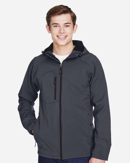 North End Men's Prospect Two-Layer Fleece Bonded Soft Shell Hooded Jacket 88166 #colormdl_Fossil Grey