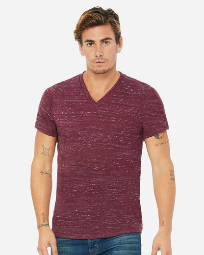BELLA + CANVAS Unisex Textured Jersey V-Neck Tee 3655 #colormdl_Maroon Marble