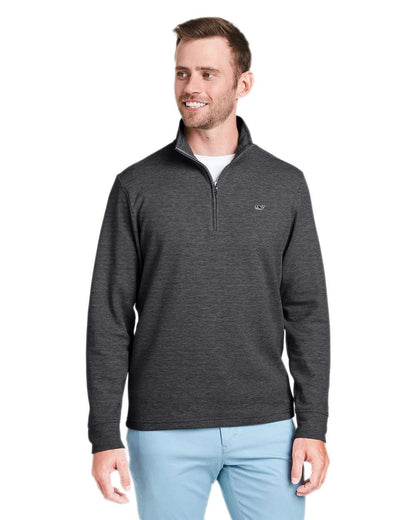 vineyard vines Men's Saltwater Quarter-Zip Pullover K002708 #colormdl_Jet Black/ Charcoal Heather